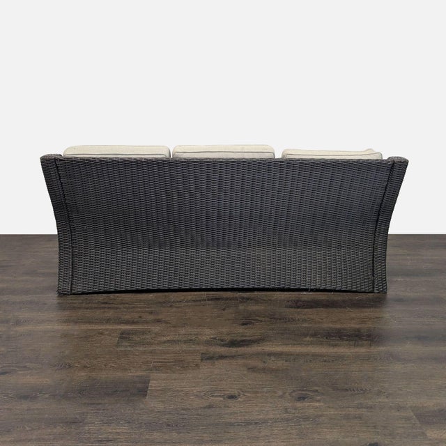 Wood Threshold Outdoor All Weather Wicker 3-Seater Sofa With Cushions For Sale - Image 7 of 9