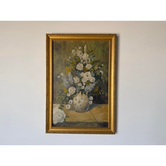 Abstract 1980s Vintage Impressionist Floral Still Life Oil on Board Painting, Signed, Framed For Sale - Image 3 of 12