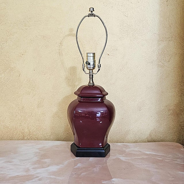 Vintage Oxblood Red Ginger Jar Table Lamp – Ceramic Traditional Accent, 20” For Sale - Image 10 of 18