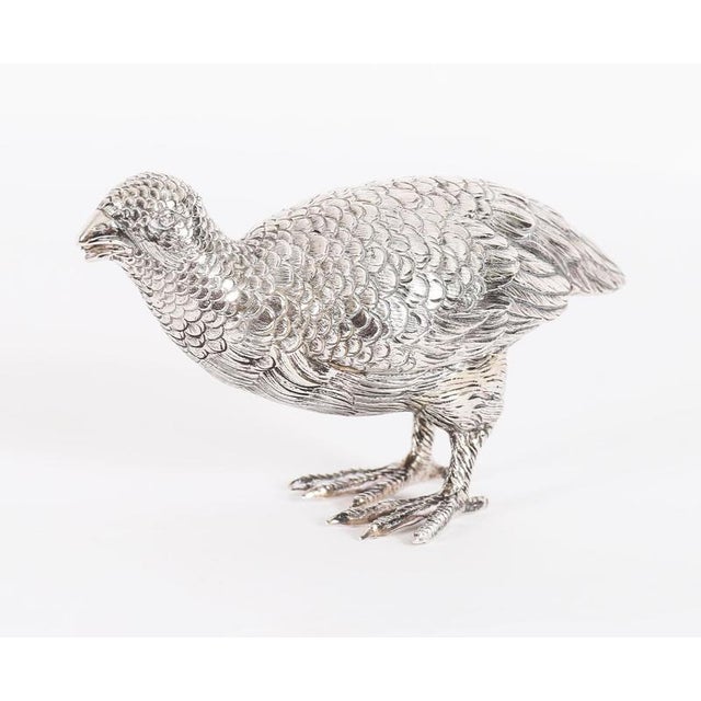 Gold Antique Belgian Silver Grouse Game Birds, 19th Century, Set of 2 For Sale - Image 8 of 18
