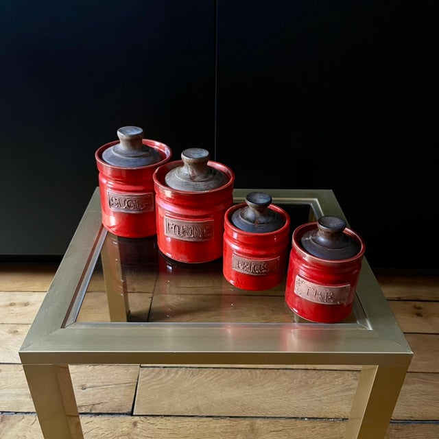 1960s Ceramic Spice Jars from Les Frères Cloutier, 1960s, Set of 4 For Sale - Image 5 of 6