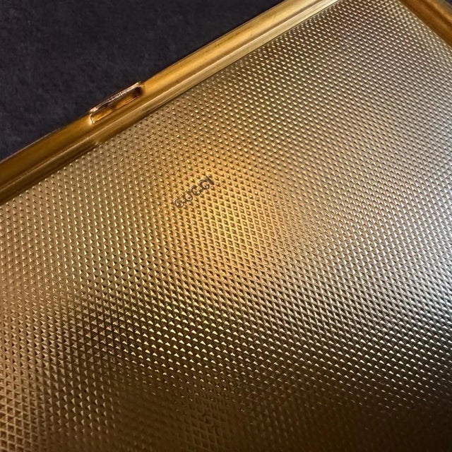 1980s Elegant Brass and Green Enamel Cigarette Box by Gucci For Sale - Image 10 of 13