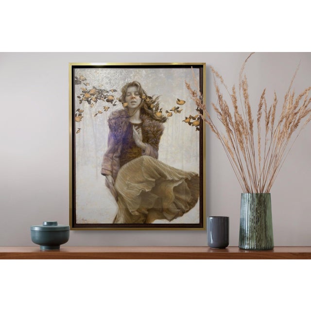 Contemporary Intoxicants by Dana Hawk | Oil on panel Portrait of a woman with flowing hair and flowers. For Sale - Image 3 of 5
