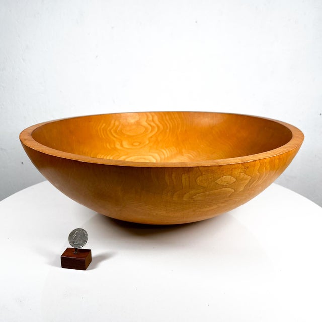 AMBIANIC presents SW Large Maple Wood Bowl Modern Simplicity 16.38 diameter x 6 h Stamped Initial S W with a cross between...