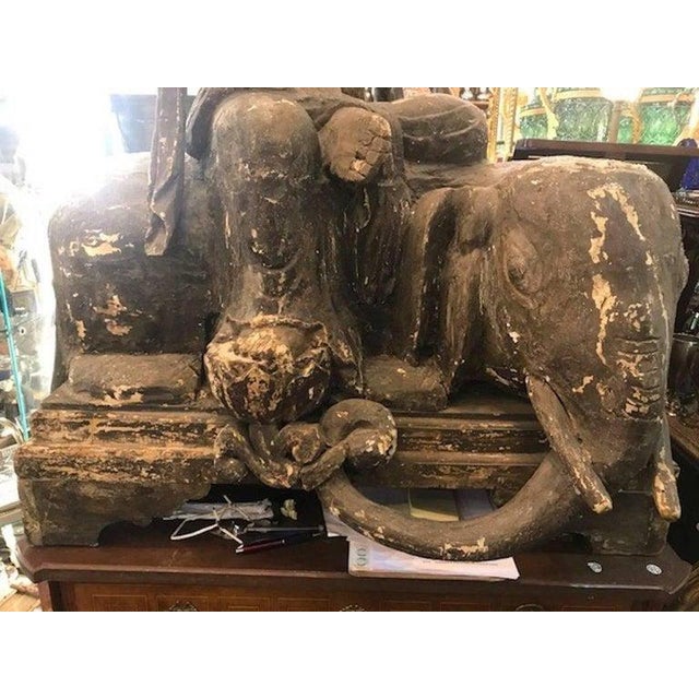 Wood Large Early 19th Century Wooden Hindu Festival Icon of Indra For Sale - Image 7 of 8