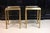 Pair of 20th-century brass side tables. Beveled glass tops for the upper section and flat glass for the lower section. In...