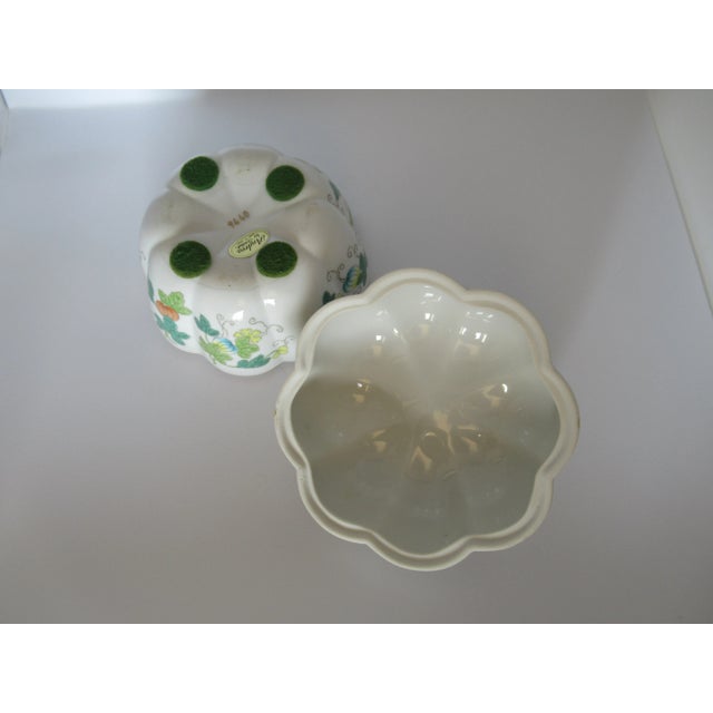 Vintage Chinoiserie Porcelain Pumpkin Shaped Lidded Jar Hand Decorated For Sale - Image 10 of 12