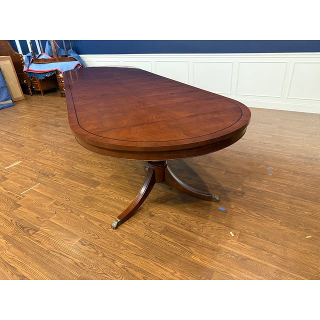 Traditional Oval Mahogany Double Pedestal Dining Table by Leighton Hall - Showroom Sample For Sale - Image 14 of 14