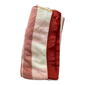 1950s Pink Plaid Wool Blanket Throw 65.5 X 72.75" Twin Full