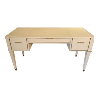Hollywood Ivory Leather Wrapped Desk by Hunter For Sale