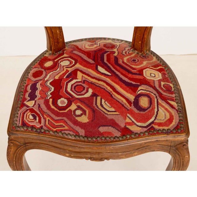 Set of Five Italian Provincial Style Cane-Paneled Walnut Dining Chairs For Sale - Image 4 of 15