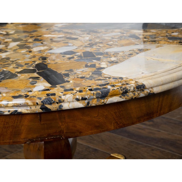 Brown French 19th Century Mahogany Table with Marble Top and Carved Giltwood Feet For Sale - Image 8 of 11