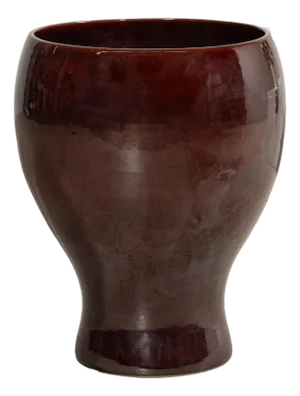 Large Hand-Crafted Artisan Ceramic Vessel in Reddish-Brown Glaze