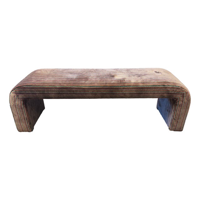 Custom Upholstered Waterfall Bench in Schumacher Velvet For Sale
