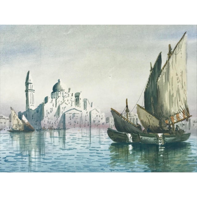 Antique Original Watercolor Grand Canal Venice Italy by Anton Puriya For Sale In New York - Image 6 of 9