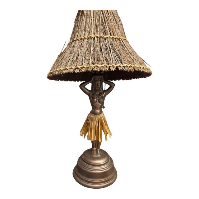 Mid-Century Hawaiian Hula Girl Copper Table Lamp by Dodge | Chairish