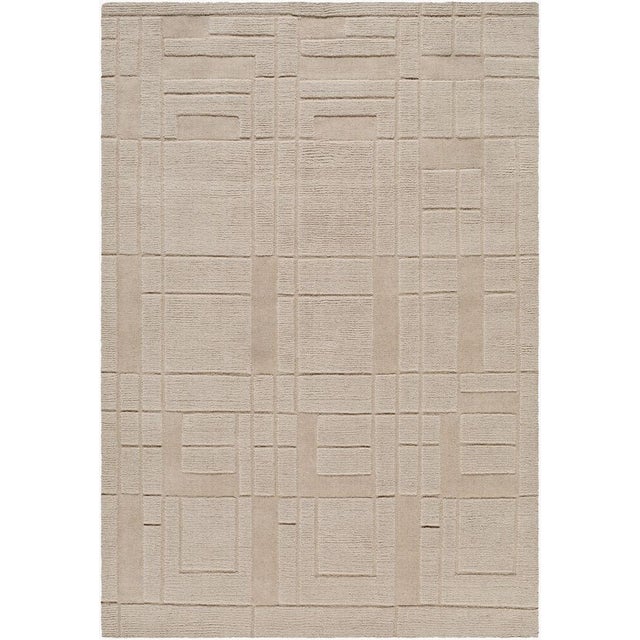 Frank Lloyd Wright Foundation x SURYA Luxuries Handmade Rug Sandstone 9x12 For Sale