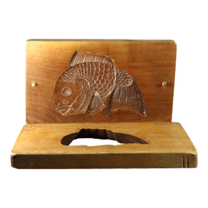 Early 20th C. Japan Hand Carved Koi Fish Mold Kashigata for Sweet Cakes Wagashi
