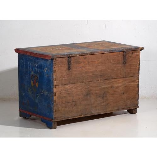 Antique Folk Art Style Chest with Floral Motifs, 1920s For Sale - Image 11 of 12