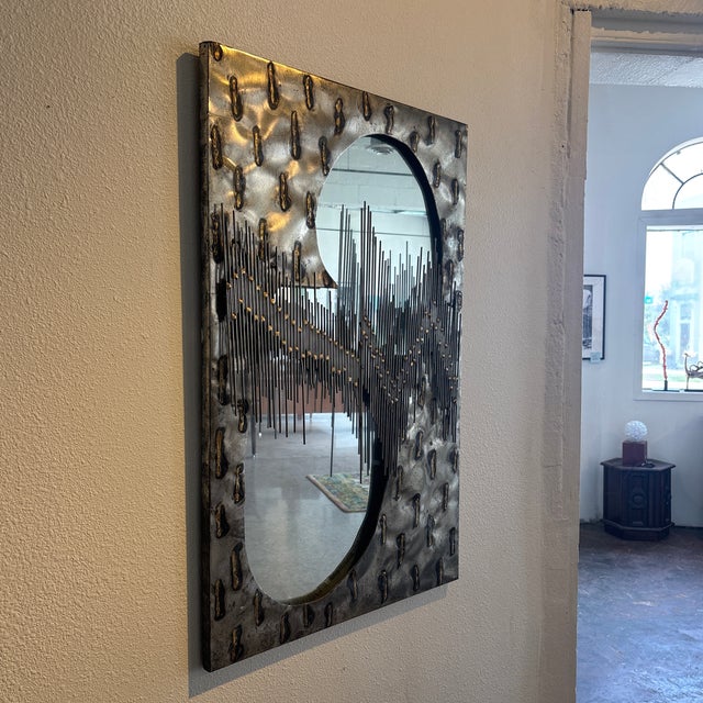 1960s Mid 20th Century Brutalist Wall Mirror For Sale - Image 5 of 9