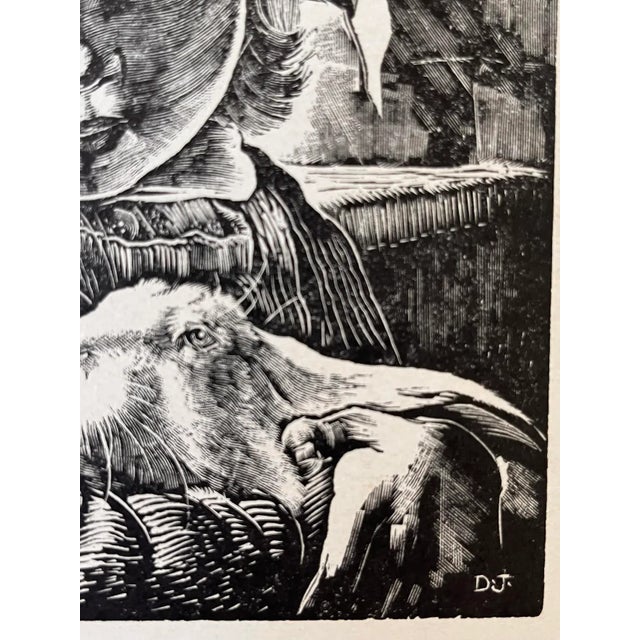 1930s Vintage Original Woodblock Print "Affection" by Dan Burne Jones 1930 For Sale - Image 5 of 5