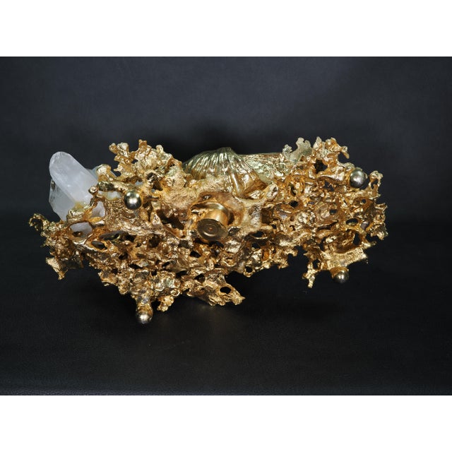 Metal 1970s French Gilt Bronze Clamshell and Crystal Sculpture by Claude Victor Boeltz For Sale - Image 7 of 15