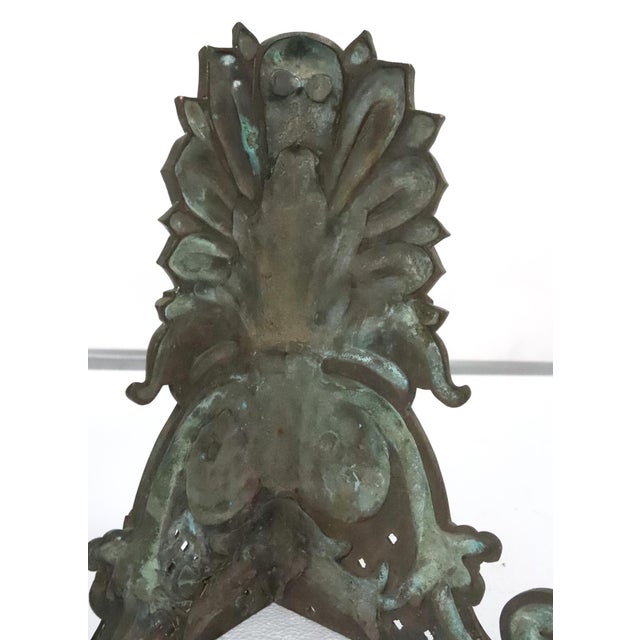 Pair of 13.25 In. Bronze Cartouche Architectural Corner Ornaments For Sale - Image 12 of 13