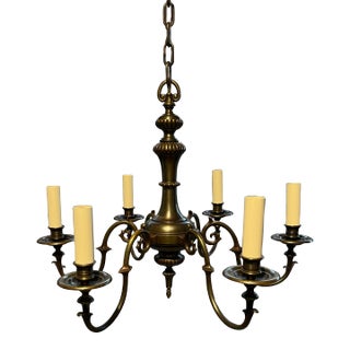 French Art Deco 6-Light Bronze Chandelier Circa 1900s For Sale