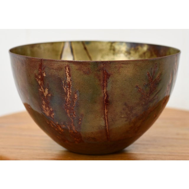 Mid Century Modern Flower Wheat Decor Enamel Metal Bowl For Sale In Tampa - Image 6 of 11