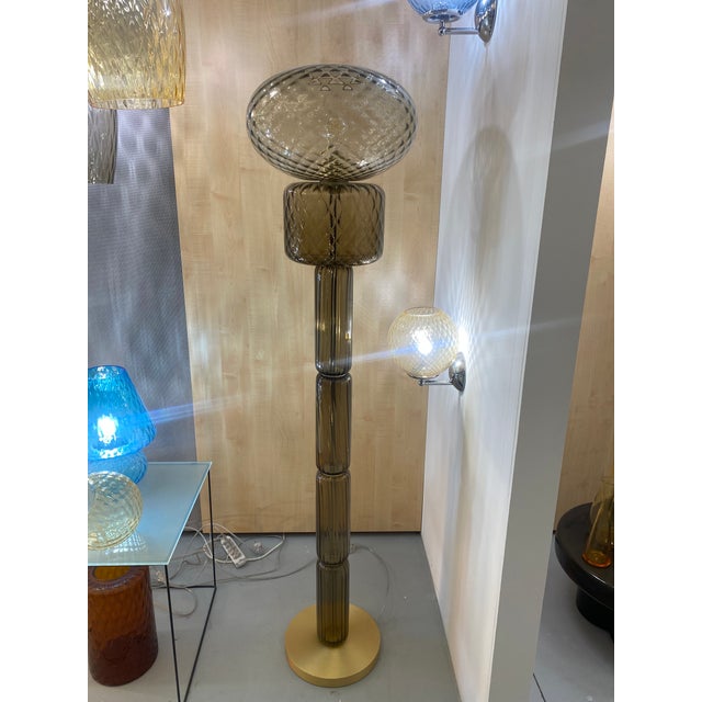 Murano Contemporary "Ballotton" Fumè and Grey Murano Glass Floor Lamp For Sale - Image 4 of 12