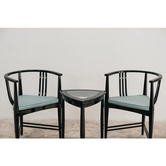 Glass Black Ash Armchairs and Coffee Table by Ernest Archibald Taylor, 1980s, Set of 3 For Sale - Image 7 of 12