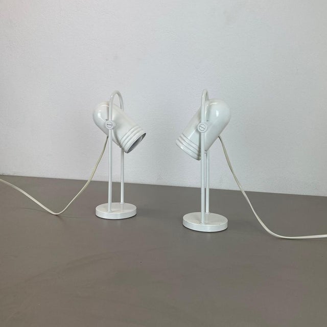 White Metal Table Lights by Rolf Krüger for Heinz Neuhaus Leuchten, 1970s, Set of 2 For Sale - Image 4 of 18