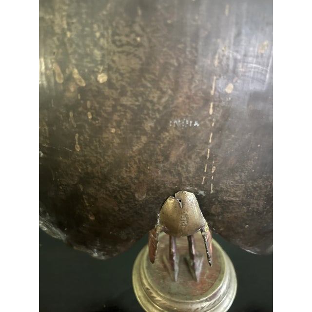 Early 20th Century Early 20th Century Anglo-Indian Polychrome Etched Brass Peacock Figurine For Sale - Image 5 of 7