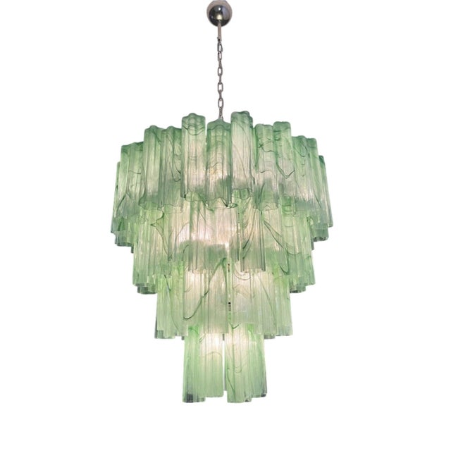 dimensions 160 centimeters with chains and 90 centimeters without An elegant and dramatic Italian Murano glass chandelier,...