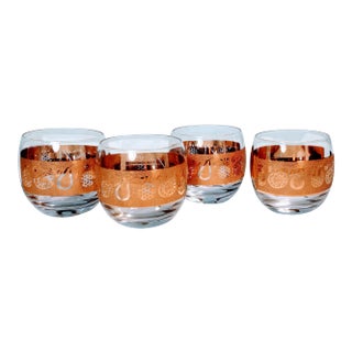 Culver Roly Poly Gold Glasses Set of 4 For Sale