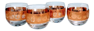 Vintage Culver Roly Poly Gold Glasses Set of 4