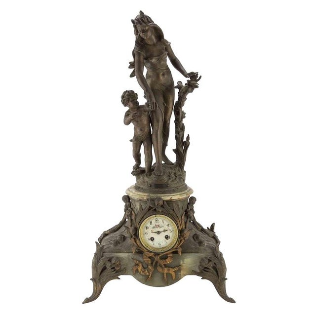 Antique Onyx and Antimony Clock, Late 19th Century For Sale - Image 5 of 5