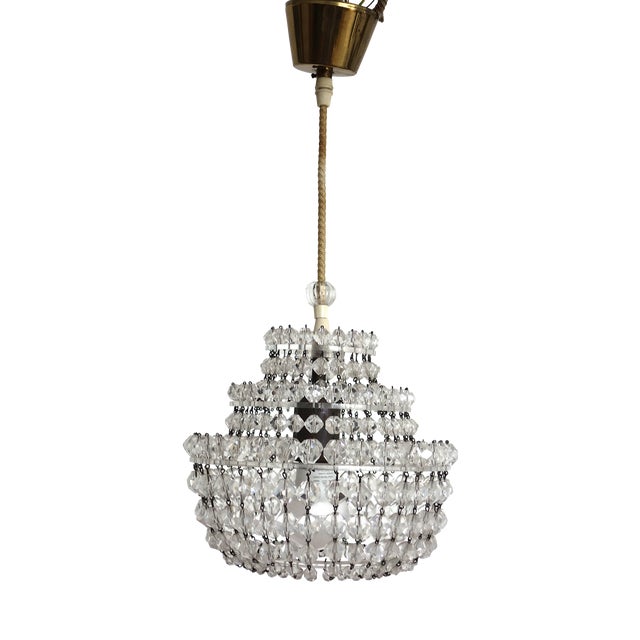 Antique French Glass Bead Chandelier, 1930s For Sale