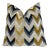 Gold, Navy & Cream Chevron Velvet Throw Pillow For Sale