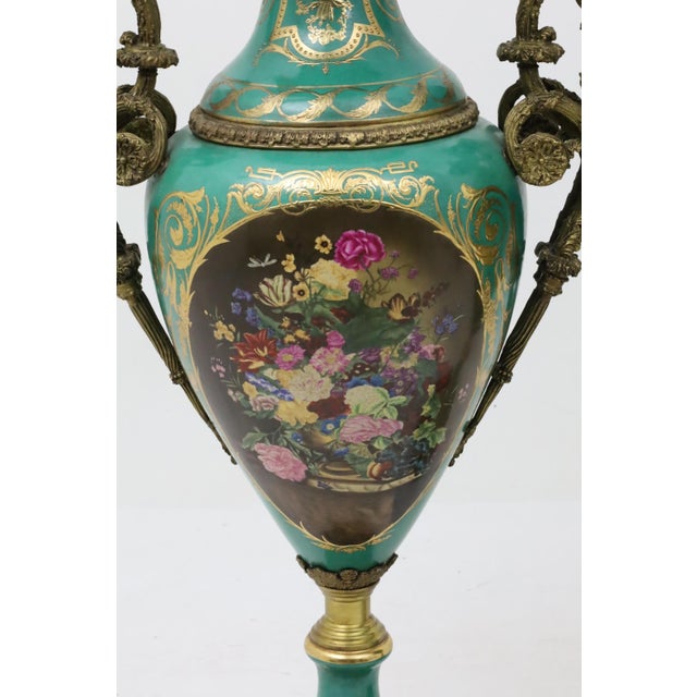 Pair of Large / Impressive 19th Century French Ormolu Mounted Sèvres Porcelain Urns For Sale - Image 9 of 13