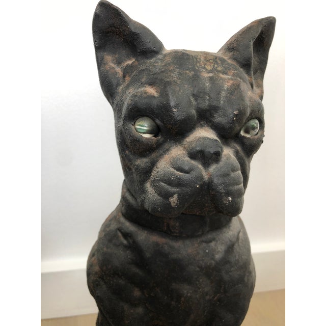 Early 20th Century Cast Iron French Bulldog Fireplace Andirons Set of