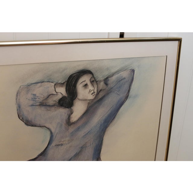 Paper 1980s R. C. Gorman Framed "Jeanette" Vintage Print Depicting a Navajo Woman in Blue For Sale - Image 7 of 12