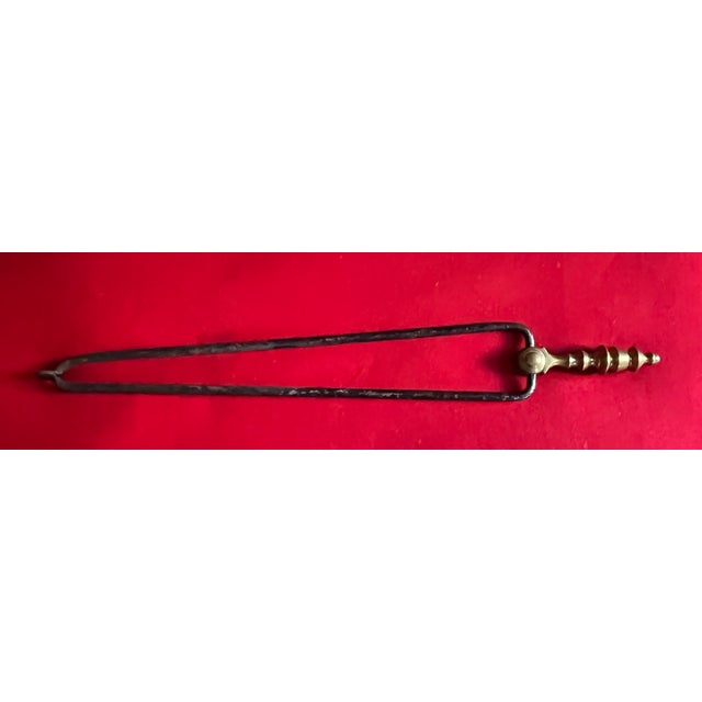 Antique Early 19th Century American Federal Brass & Iron Fireplace Tool - Tongs For Sale - Image 12 of 12