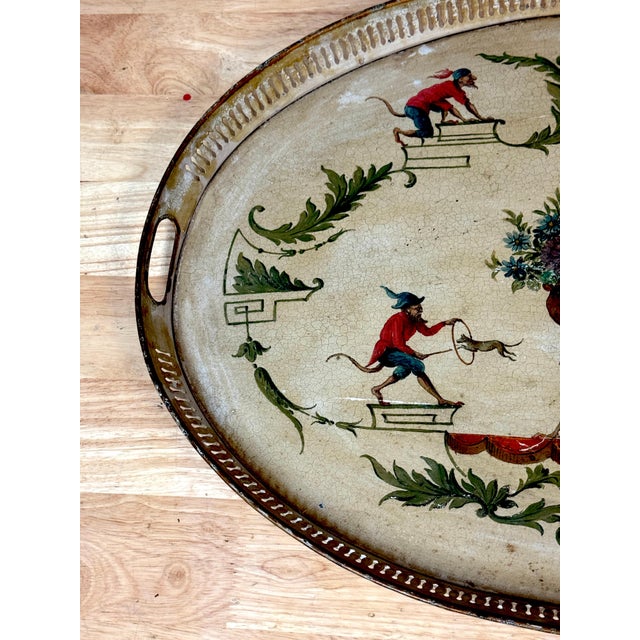Regency Painted Tole Tray with Chinoiserie Decoration, English or French For Sale - Image 12 of 18
