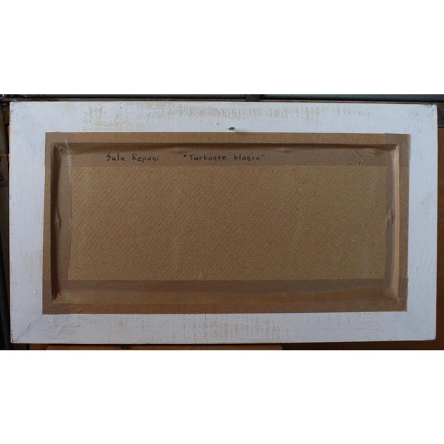 Sula Repani, White Turban, 2020s, Oil on Cardboard For Sale - Image 10 of 11