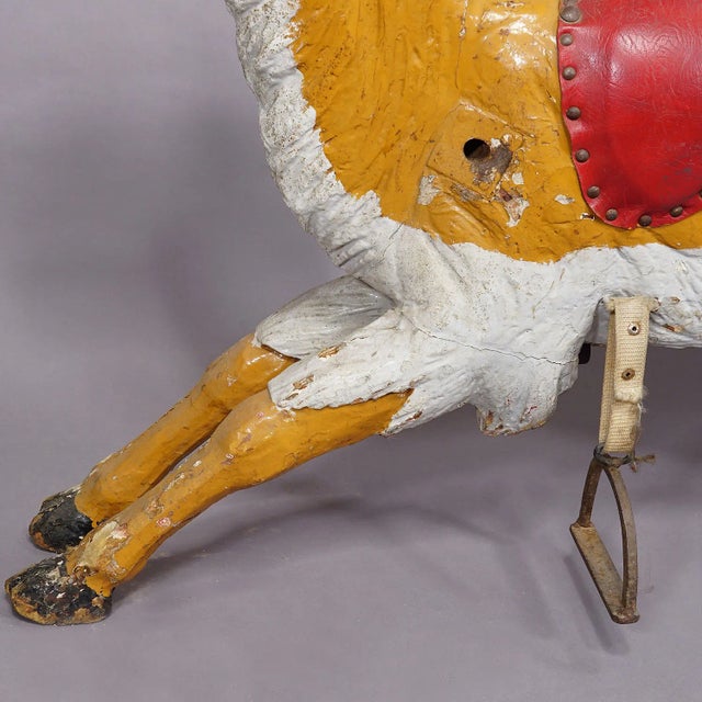 Wood Antique Children Carousel Lama Sculpture, Germany Late 19th Century For Sale - Image 7 of 9