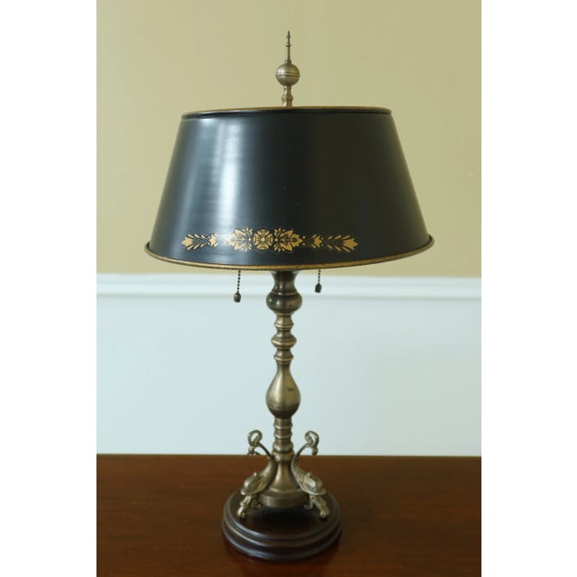 Approx: 20 Years Old Black Tole Shade Wood Base Un-Marked As To Manufacture Offered @ Fraction Original Retail Cost...