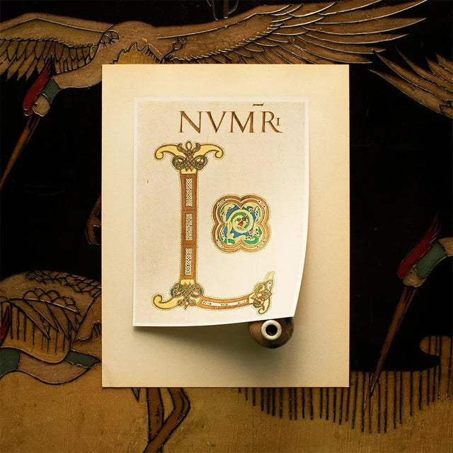 1949 Letter L From "The Second Bible of Charles the Bald", First Edition Gold Ink Lithograph For Sale - Image 4 of 9