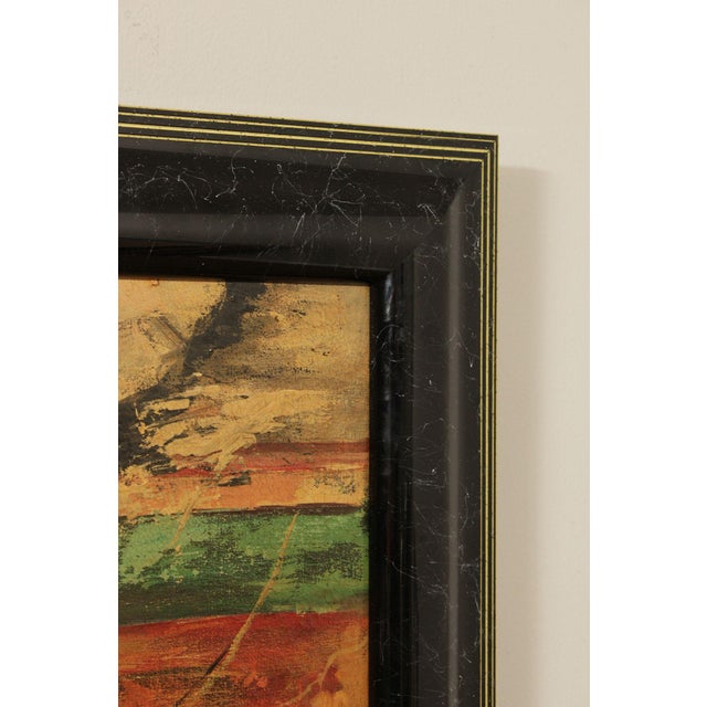 Mid 20th Century Roman Fresco Oil Painting Signed 'Fabriano' with Black Frame For Sale - Image 11 of 18