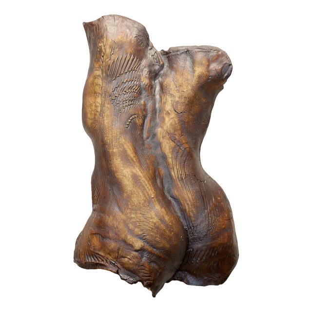 Female Torso Wall Hanging Sculpture, 1960s, Ceramic For Sale